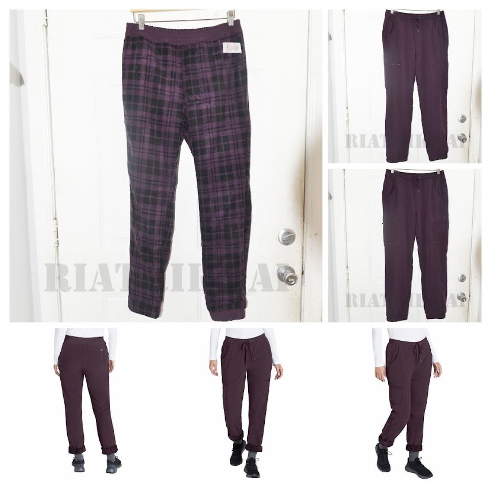 Eddie Bauer Purple Plaid and Solid Pants